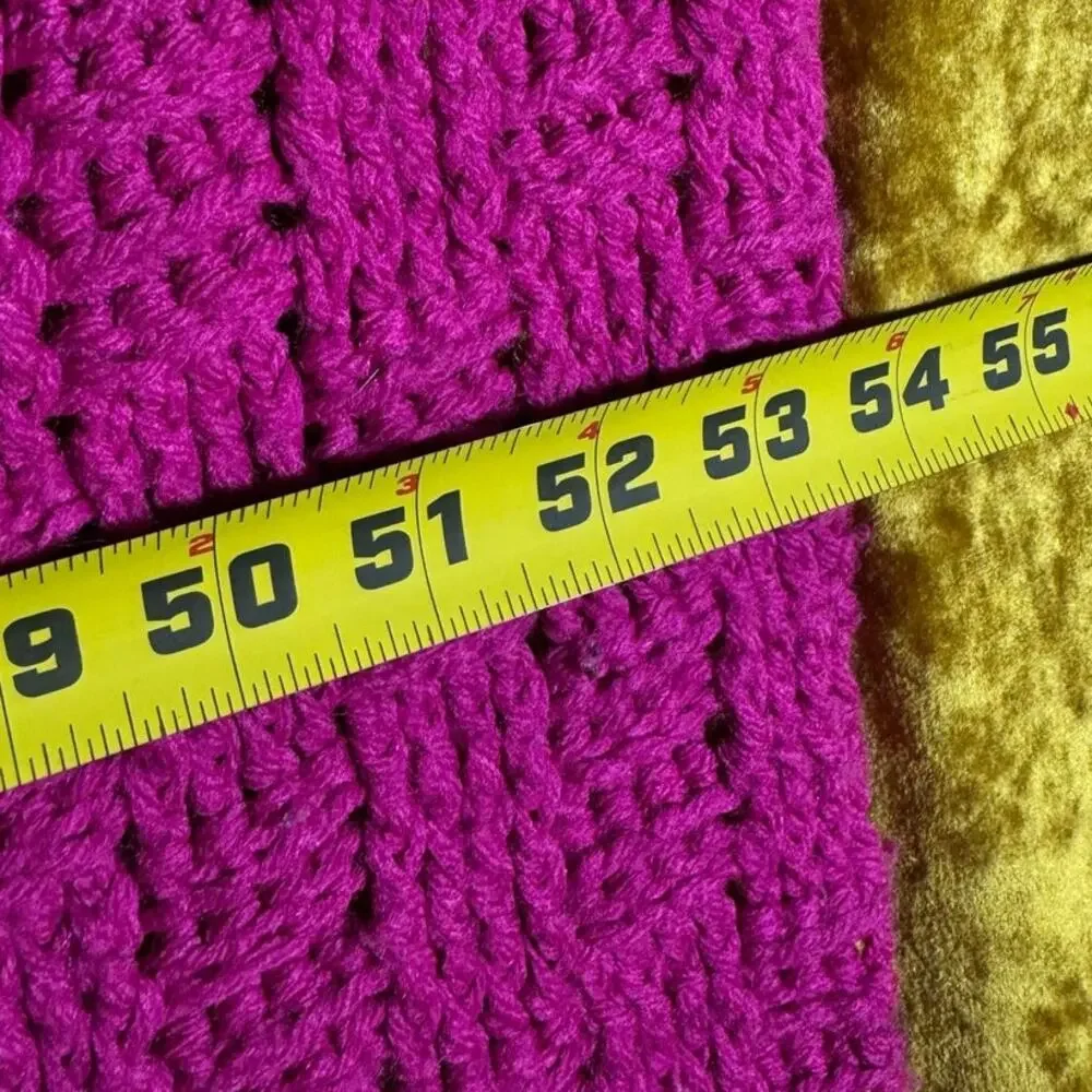 Handmade Crochet Blanket Throw Purple & Navy Blue Basketweave Large Size 54x74